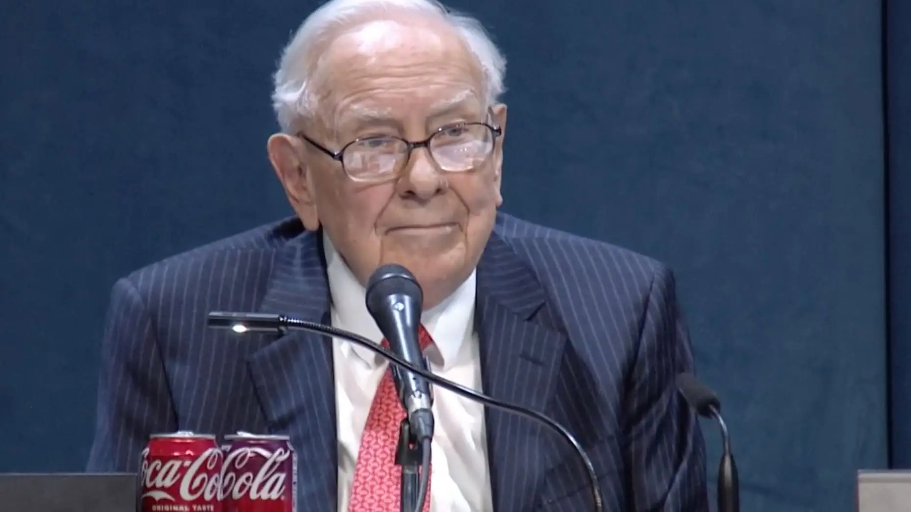 Warren Buffett speaks during the Berkshire Hathaway Annual Shareholders Meeting in Omaha, Nebraska on May 3, 2025.